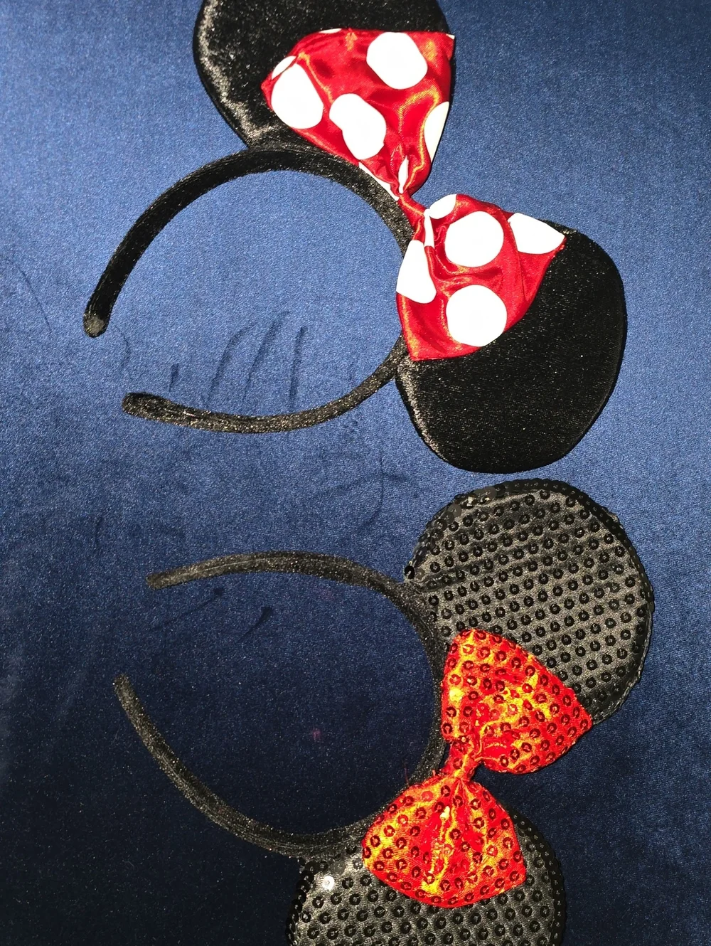 Disney, Black Minnie-Style Ear Headband with Red Bow